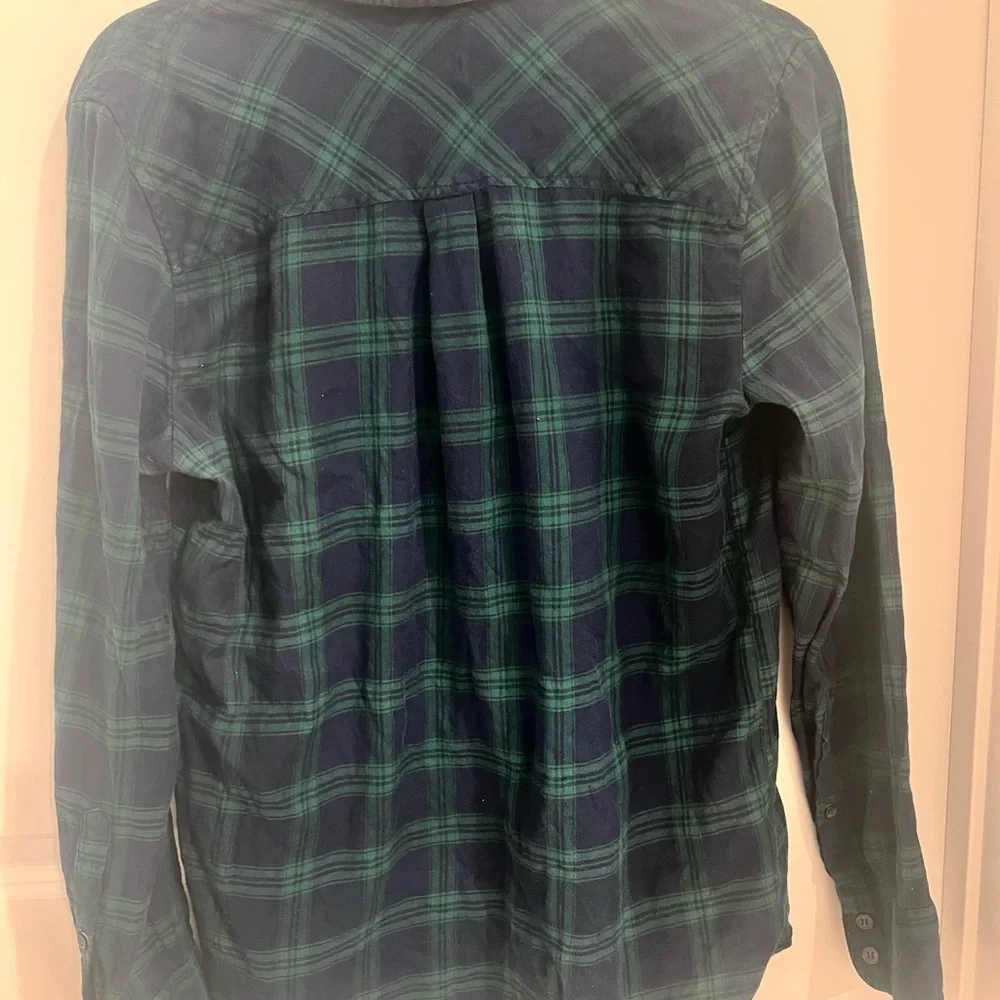 J. Crew Navy and Green Plaid Shirt